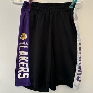 GEAR!!!!!!! LOS ANGELES LAKERS Athletic Shorts Black Purple White NBA Team Logo